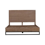 King size Bed Frame Solid Wood Acacia Veneered Bedroom Furniture Steel Legs - Furniture > Bedroom