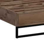 King size Bed Frame Solid Wood Acacia Veneered Bedroom Furniture Steel Legs - Furniture > Bedroom