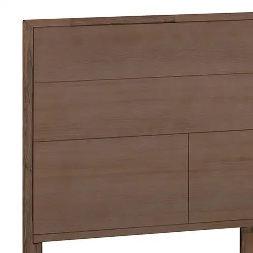 King size Bed Frame Solid Wood Acacia Veneered Bedroom Furniture Steel Legs - Furniture > Bedroom