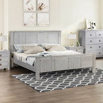 King Size Bed Frame with Solid Acacia Wood Veneered Construction in White Ash Colour - Furniture > Bedroom