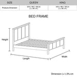 King Size Bed Frame with Solid Acacia Wood Veneered Construction in White Ash Colour - Furniture > Bedroom