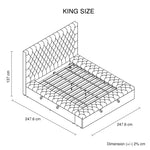 King Size Bedframe Velvet Upholstery Dark Grey Colour Tufted Headboard Deep Quilting - Furniture > Bedroom