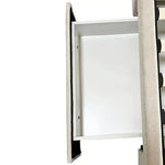 King Size High Rise Headboard Linen Beige Fabric Four MDF Drawers with Wheels Bed Frame - Furniture > Bedroom > Beds &