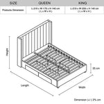 King Size High Rise Headboard Linen Beige Fabric Four MDF Drawers with Wheels Bed Frame - Furniture > Bedroom > Beds &