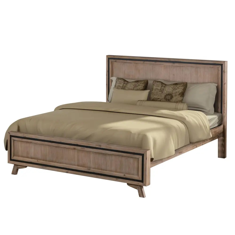 King Size Silver Brush Bed Frame in Acacia Wood Construction - Furniture > Bedroom