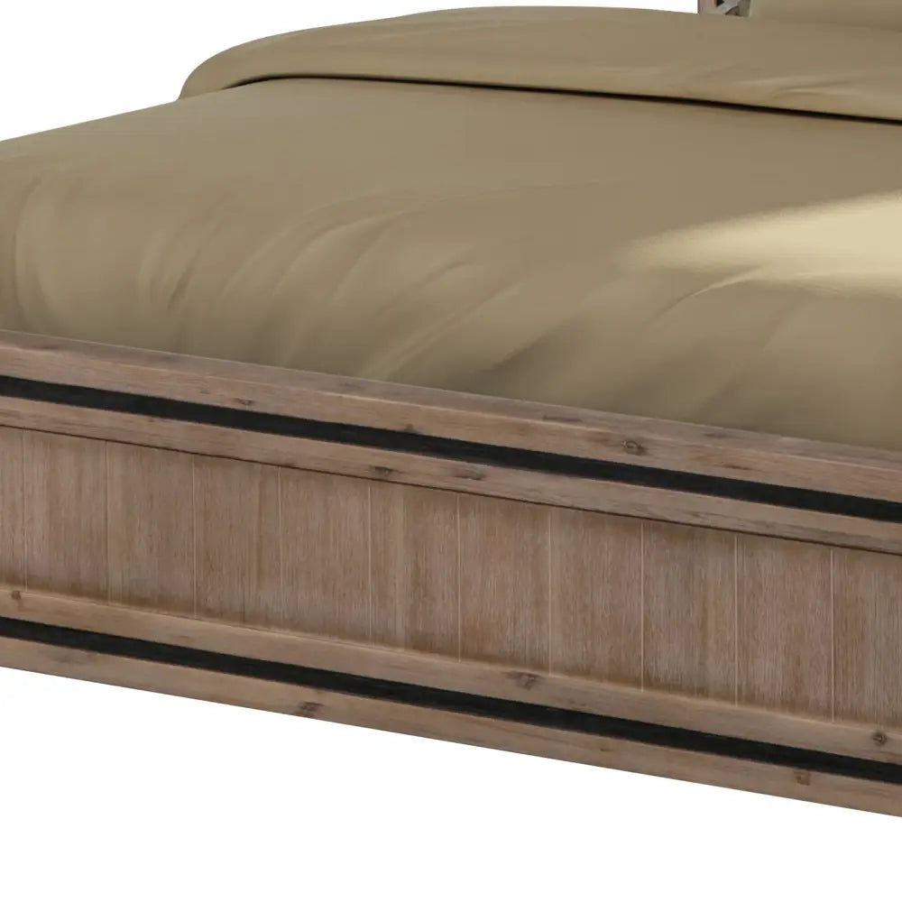 King Size Silver Brush Bed Frame in Acacia Wood Construction - Furniture > Bedroom