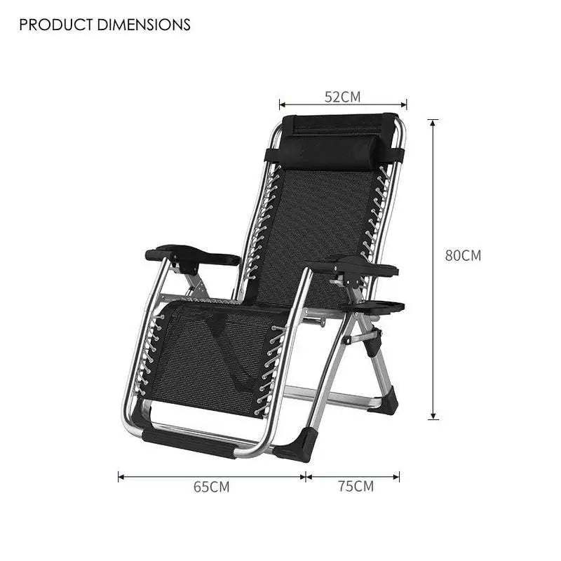 Kingsize Outdoor Folding Reclining Garden Beach Chair Sun Lounger Deck Recliner Silver Color - Furniture > Outdoor