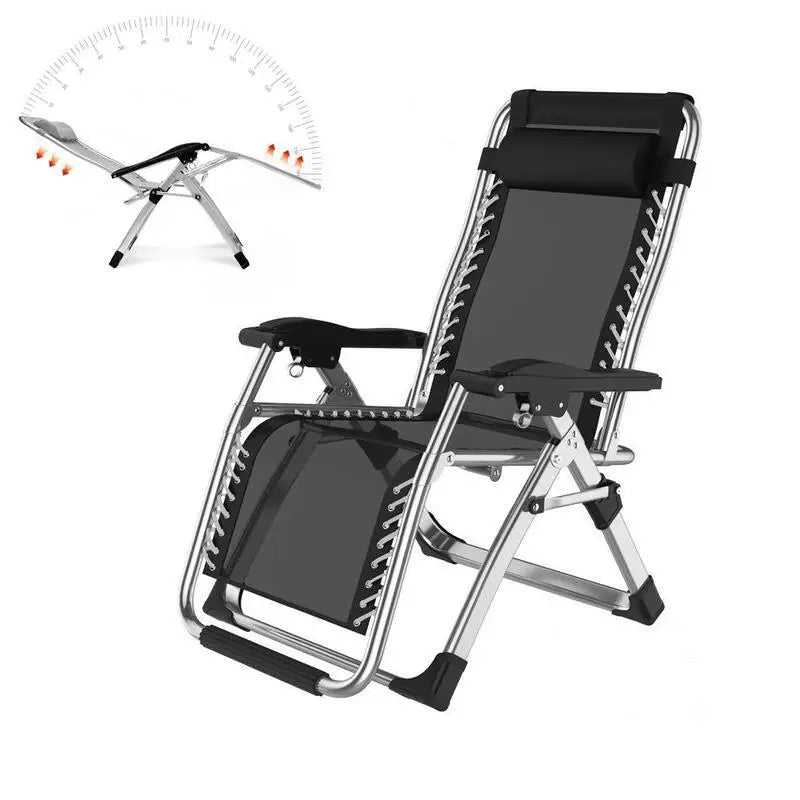 Kingsize Outdoor Folding Reclining Garden Beach Chair Sun Lounger Deck Recliner Silver Color - Furniture > Outdoor