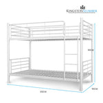 KINGSTON SLUMBER 2in1 King Single Metal Bunk Bed Frame with Modular Design Matte White - Furniture > Bedroom > Beds &