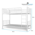 KINGSTON SLUMBER 2in1 Single Metal Bunk Bed Frame with Modular Design Matte White - Furniture > Bedroom > Beds & Bed