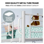 KINGSTON SLUMBER 2in1 Single Metal Bunk Bed Frame with Modular Design Matte White - Furniture > Bedroom > Beds & Bed