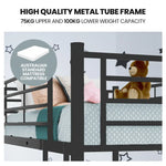 Kingston Slumber 2in1 Single Metal Bunk Bed Frame with Modular Design Dark Matte Grey - Furniture > Bedroom > Beds &