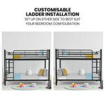 Kingston Slumber 2in1 Single Metal Bunk Bed Frame with Modular Design Dark Matte Grey - Furniture > Bedroom > Beds &