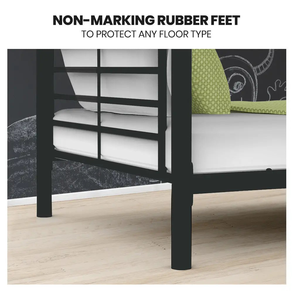 Kingston Slumber 2in1 Single Metal Bunk Bed Frame with Modular Design Dark Matte Grey - Furniture > Bedroom > Beds &