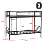 Kingston Slumber 2in1 Single Metal Bunk Bed Frame with Modular Design Dark Matte Grey - Furniture > Bedroom > Beds &
