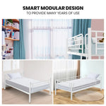 KINGSTON SLUMBER 2in1 Single Metal Bunk Bed Frame with Modular Design Matte White - Furniture > Bedroom > Beds & Bed