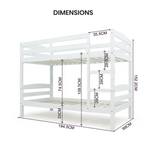 Kingston Slumber Bunk Bed Frame Single Wooden Kids Timber PIne Wood Loft Children Bedroom Furniture - Furniture >