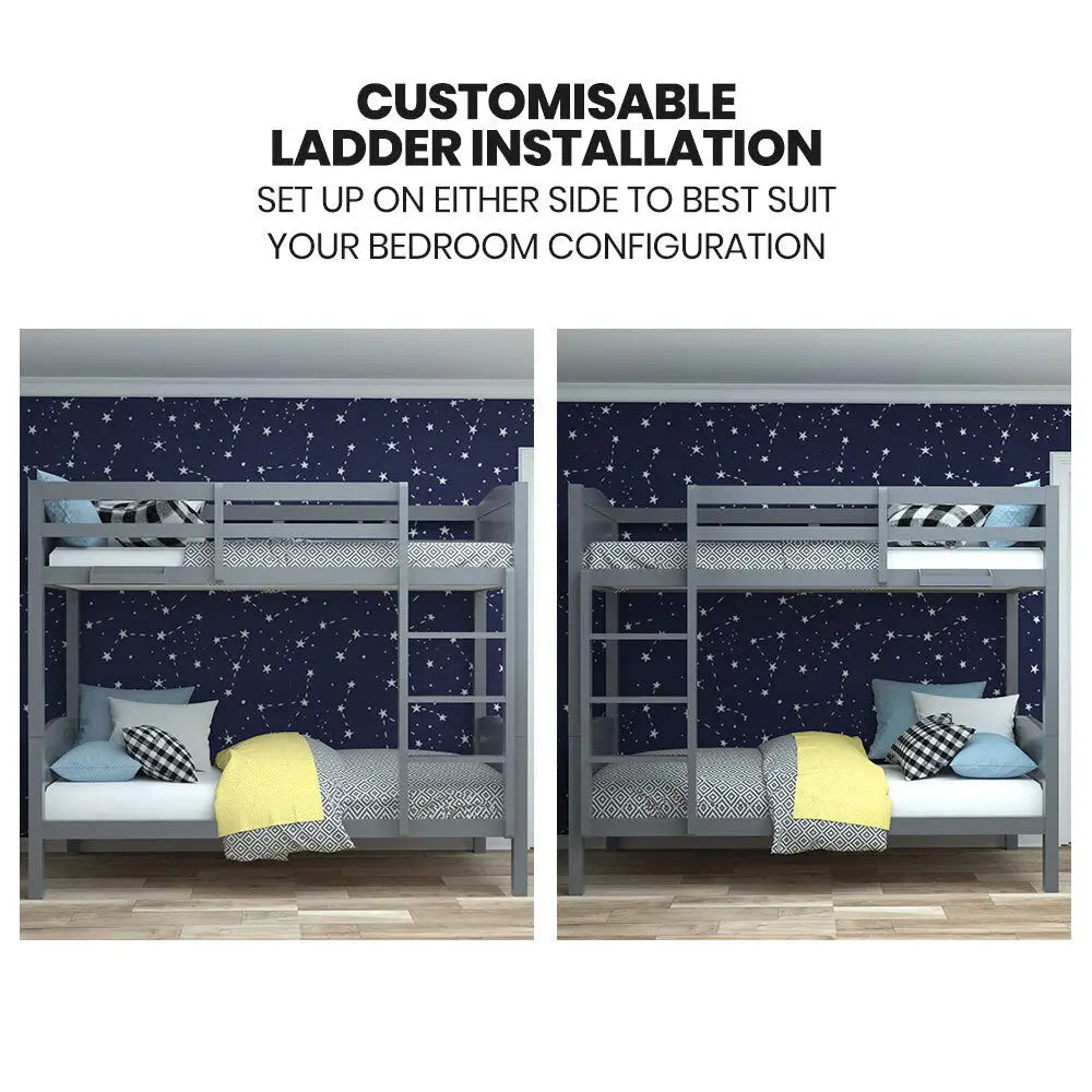 Kingston Slumber Bunk Bed Frame Single Wooden Kids Timber PIne Wood Loft Children Bedroom Furniture - Furniture >