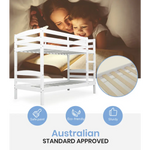 Kingston Slumber Bunk Bed Frame Single Wooden Kids Timber PIne Wood Loft Children Bedroom Furniture - Furniture >