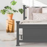 KINGSTON SLUMBER King Single Wooden Timber Bed Frame Grey - Furniture > Bedroom