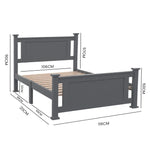 KINGSTON SLUMBER King Single Wooden Timber Bed Frame Grey - Furniture > Bedroom