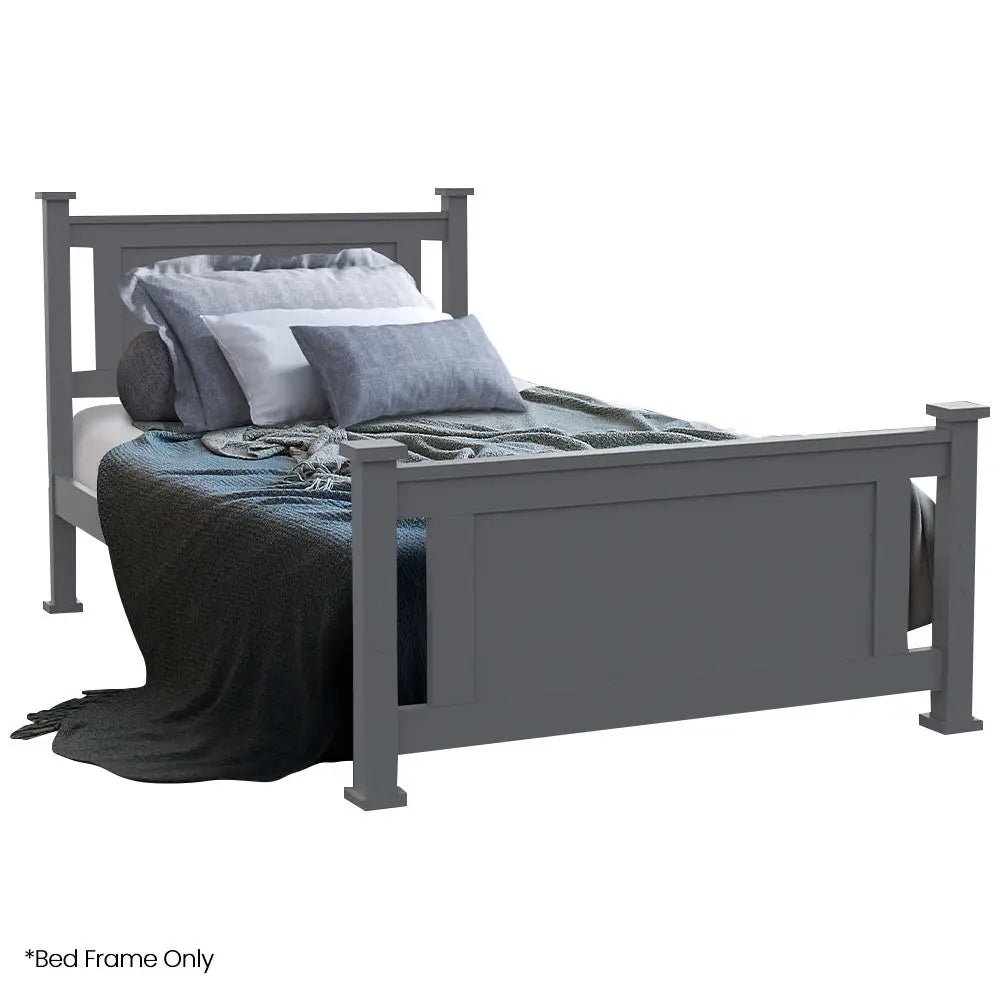 KINGSTON SLUMBER King Single Wooden Timber Bed Frame Grey - Furniture > Bedroom