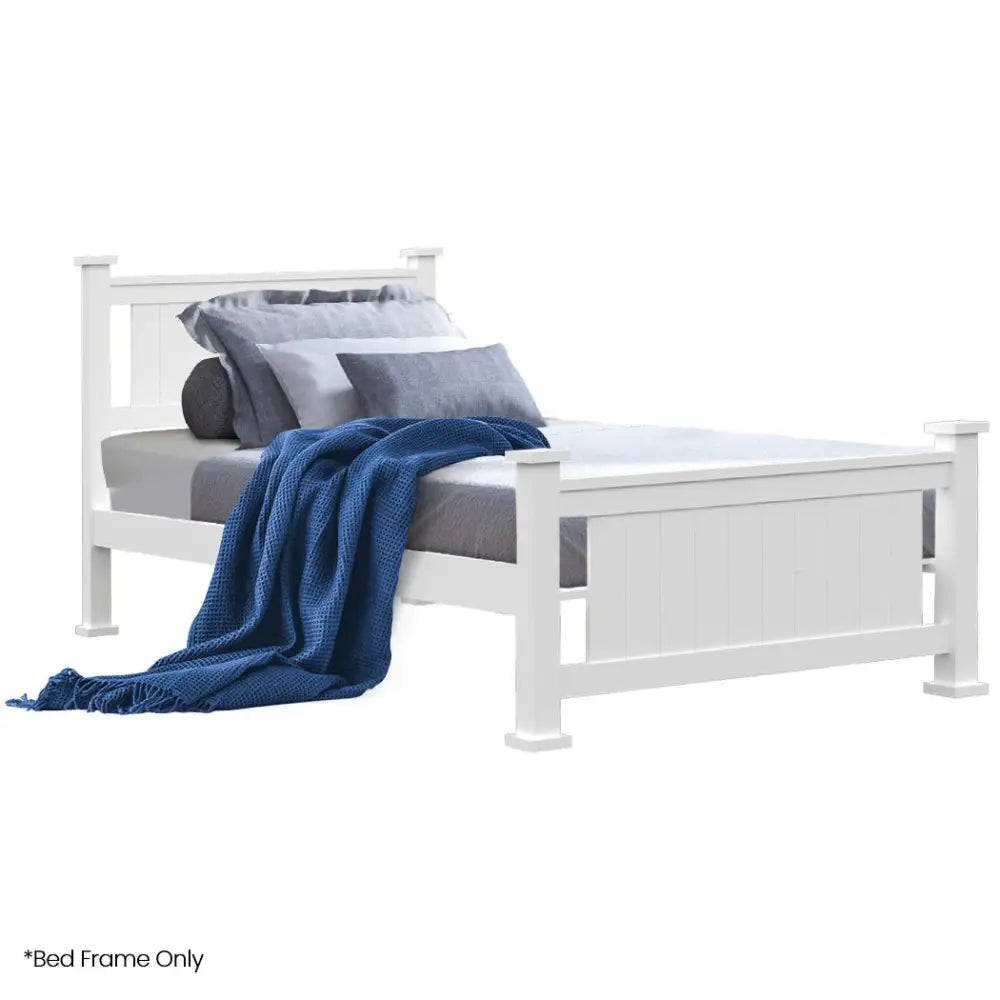 KINGSTON SLUMBER King Single Wooden Timber Bed Frame White - Furniture > Bedroom