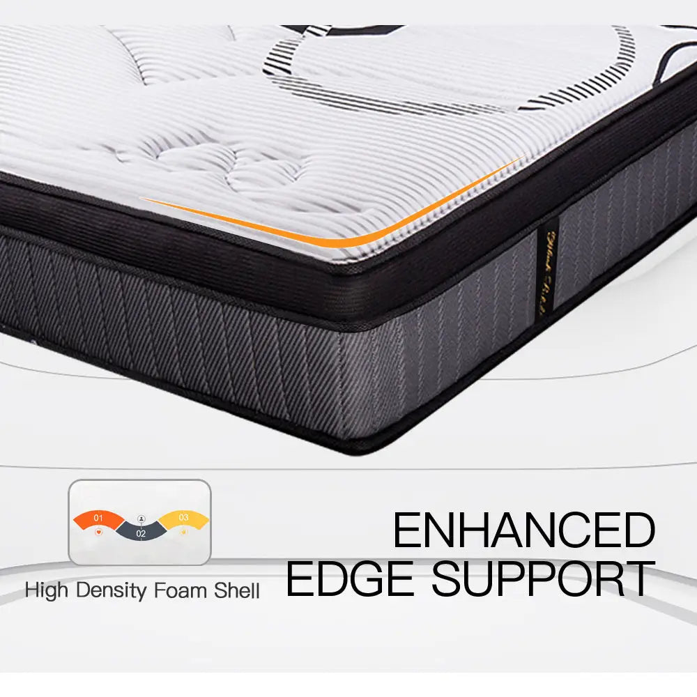 Kingston Slumber Mattress DOUBLE Size Bed Euro Top Pocket Spring Firm Bedding Foam 34CM - Furniture > Mattresses