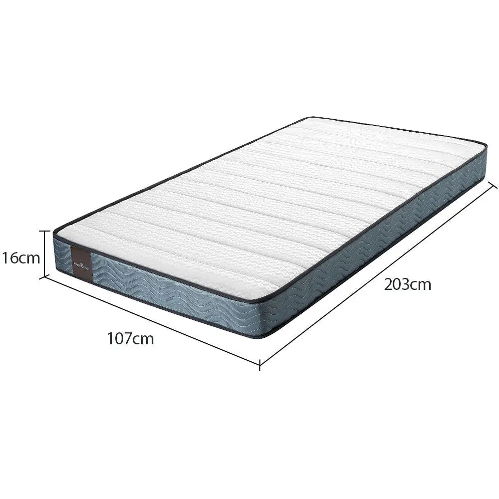 Kingston Slumber Mattress KING SINGLE Bed Size Bonnell Spring Bedding Firm Foam Top 16CM - Furniture > Mattresses