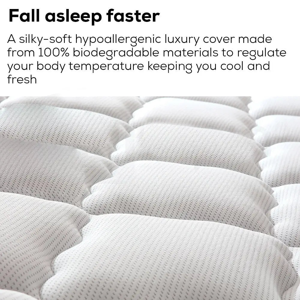 Kingston Slumber Mattress KING SINGLE Size Bed Euro Top Pocket Spring Bedding Foam 34CM - Furniture > Mattresses