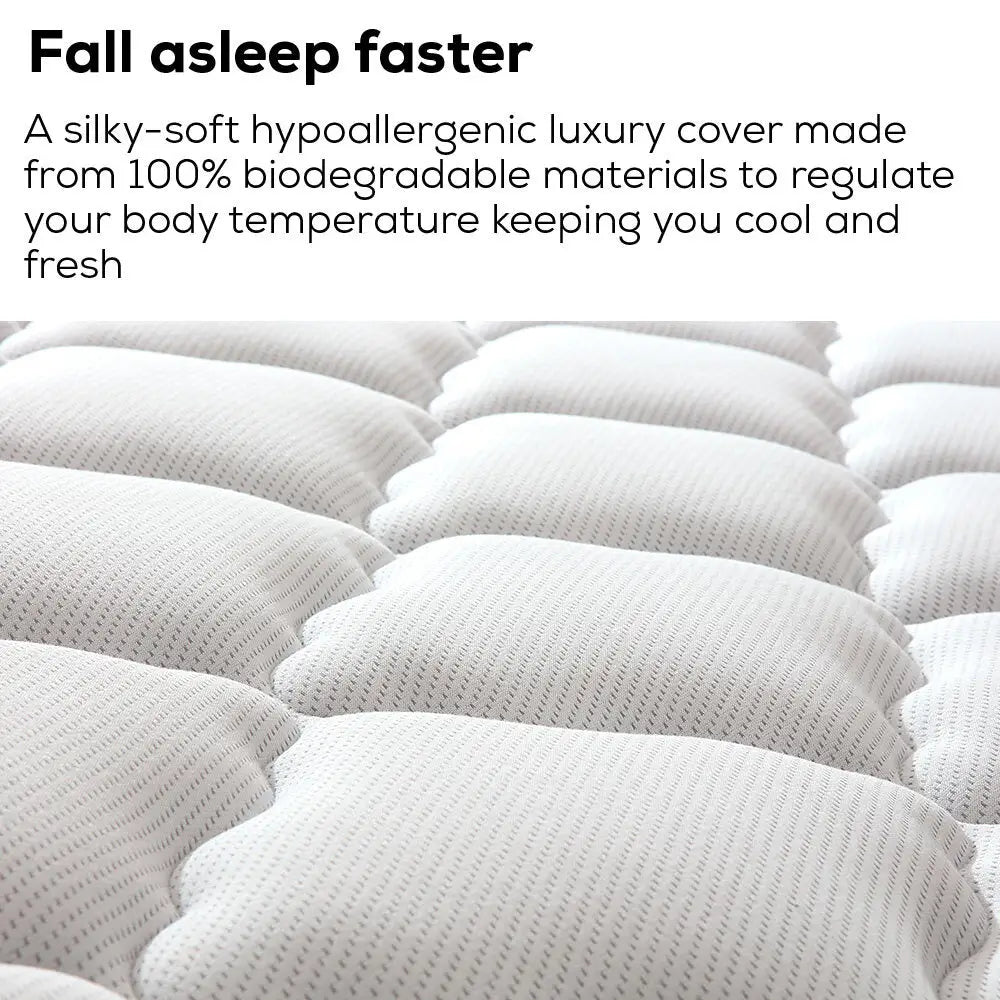 Kingston Slumber Mattress QUEEN Size Bed Euro Top Pocket Spring Bedding Firm Foam 33CM - Furniture > Mattresses