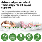 Kingston Slumber Mattress SINGLE Size Bed Euro Top Pocket Spring Bedding Firm Foam 34CM - Furniture > Mattresses
