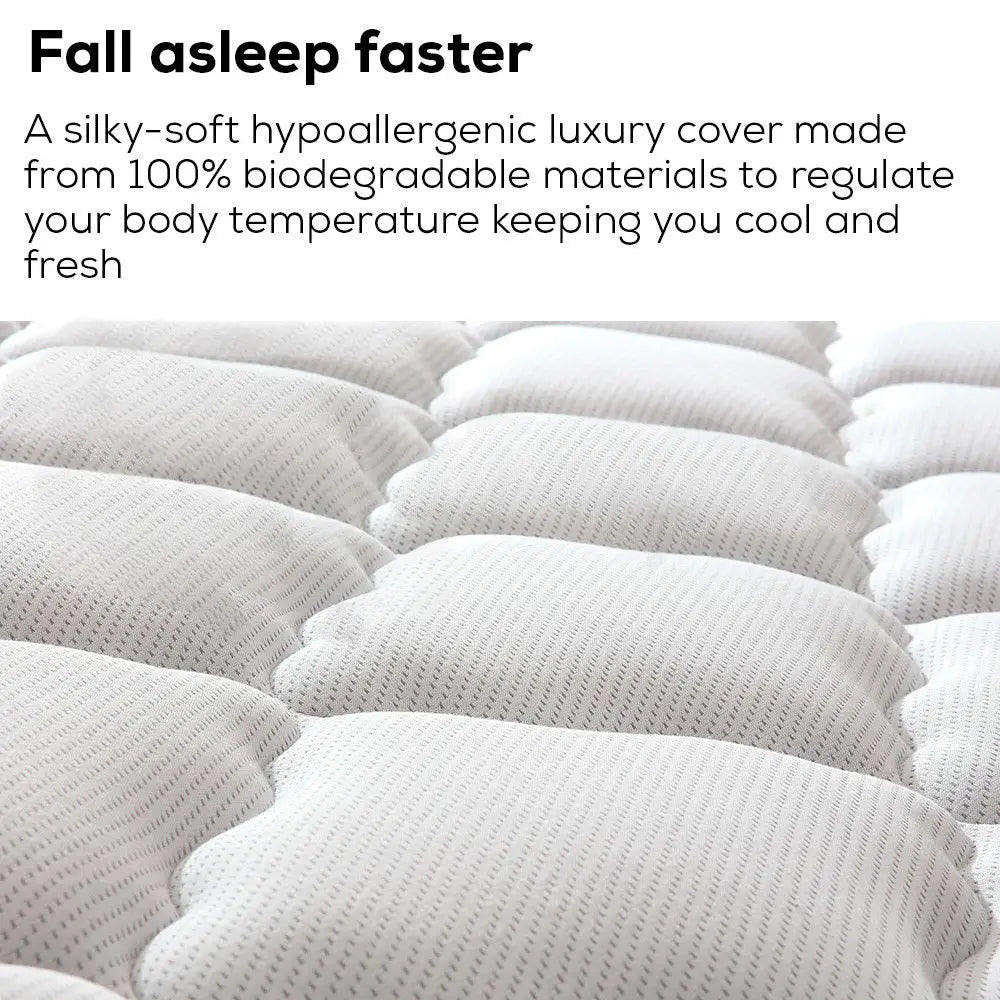 Kingston Slumber Mattress SINGLE Size Bed Euro Top Pocket Spring Bedding Firm Foam 34CM - Furniture > Mattresses