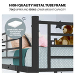 Kingston Slumber Metal Single over Double Bunk Bed Frame Dark Matte Grey - Furniture > Bedroom > Beds & Bed Frames