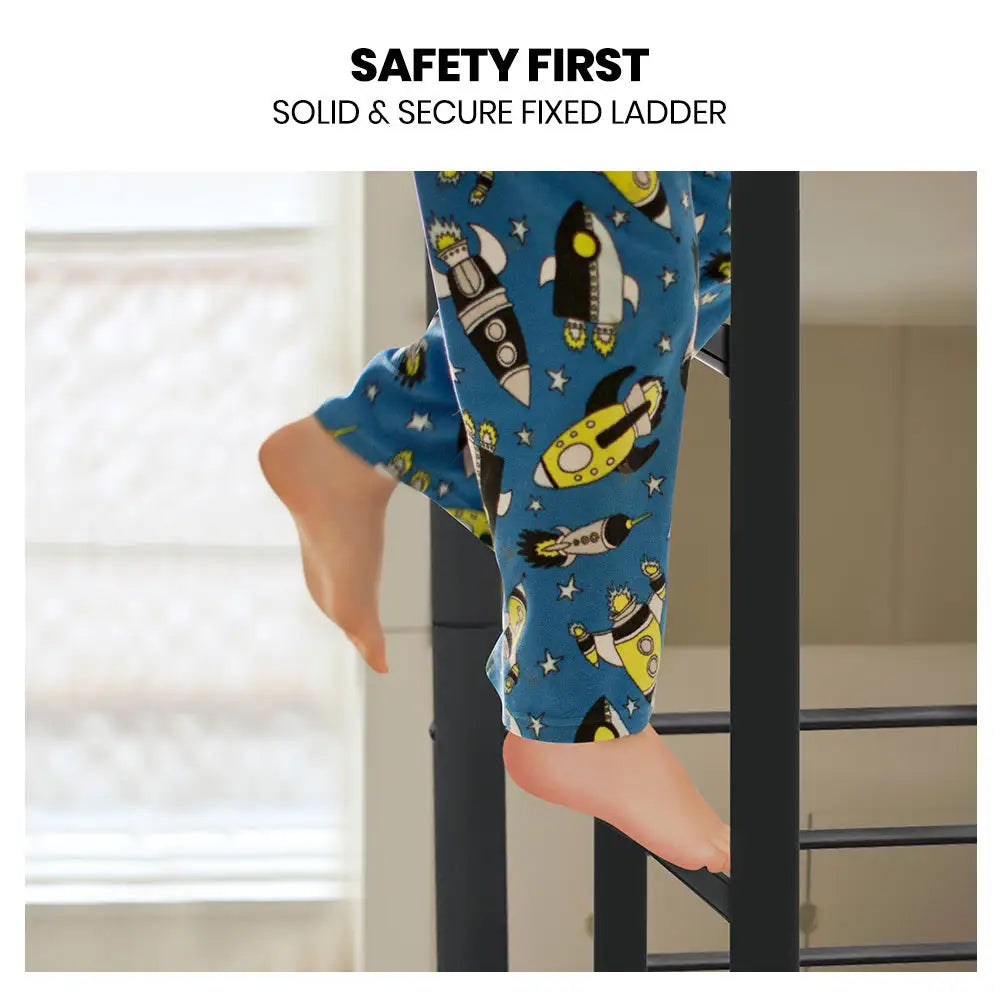 Kingston Slumber Metal Single over Double Bunk Bed Frame Dark Matte Grey - Furniture > Bedroom > Beds & Bed Frames