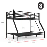 Kingston Slumber Metal Single over Double Bunk Bed Frame Dark Matte Grey - Furniture > Bedroom > Beds & Bed Frames
