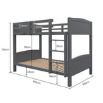 KINGSTON SLUMBER Single Bunk Bed Frame Solid Pine 2-in-1 Modular Design Convert to 2 Single Beds Grey - Furniture >