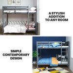KINGSTON SLUMBER Single Bunk Bed Frame Solid Pine 2-in-1 Modular Design Convert to 2 Single Beds Grey - Furniture >