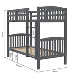 Kingston Slumber Single Bunk Bed Frame Solid Pine Wood Timber Modular Design Grey - Furniture > Bedroom > Beds & Bed
