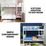 Kingston Slumber Single Bunk Bed Frame Solid Pine Wood Timber Modular Design White - Furniture > Bedroom > Beds & Bed