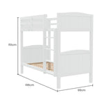 Kingston Slumber Single Bunk Bed Frame Solid Pine Wood Timber Modular Design White - Furniture > Bedroom > Beds & Bed