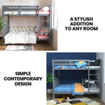 Kingston Slumber Single Bunk Bed Frame Solid Pine Wood Timber Modular Design Grey - Furniture > Bedroom > Beds & Bed