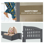 Kingston Slumber Single Bunk Bed Frame Solid Pine Wood Timber Modular Design Grey - Furniture > Bedroom > Beds & Bed