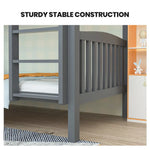 Kingston Slumber Single Bunk Bed Frame Solid Pine Wood Timber Modular Design Grey - Furniture > Bedroom > Beds & Bed