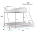 KINGSTON SLUMBER Single over Double Metal Bunk Bed Frame Matte White - Furniture > Bedroom > Beds & Bed Frames