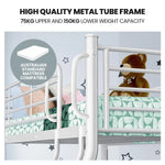 KINGSTON SLUMBER Single over Double Metal Bunk Bed Frame Matte White - Furniture > Bedroom > Beds & Bed Frames