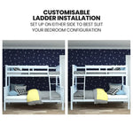 Kingston Slumber Single Over Double Wooden Bunk Bed Frame Triple Solid Pine 2-in-1 Modular Design Converts to 2 Beds
