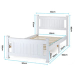 KINGSTON SLUMBER Single Wooden Bed Frame - White - Furniture > Bedroom > Beds & Bed Frames