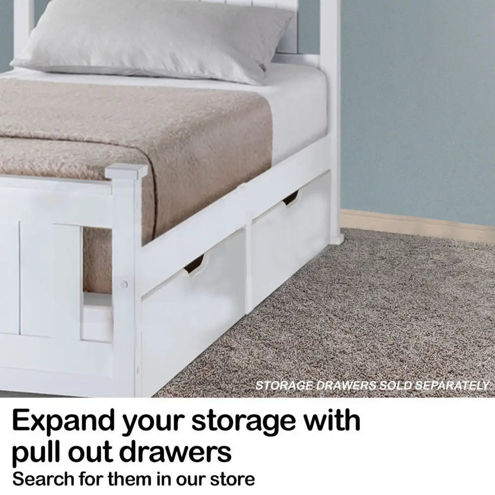 KINGSTON SLUMBER Single Wooden Bed Frame - White - Furniture > Bedroom > Beds & Bed Frames