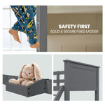 Kingston Slumber Triple Wooden Single Over Double Bunk Bed Frame for Kids Convertible Design Grey - Furniture > Bedroom